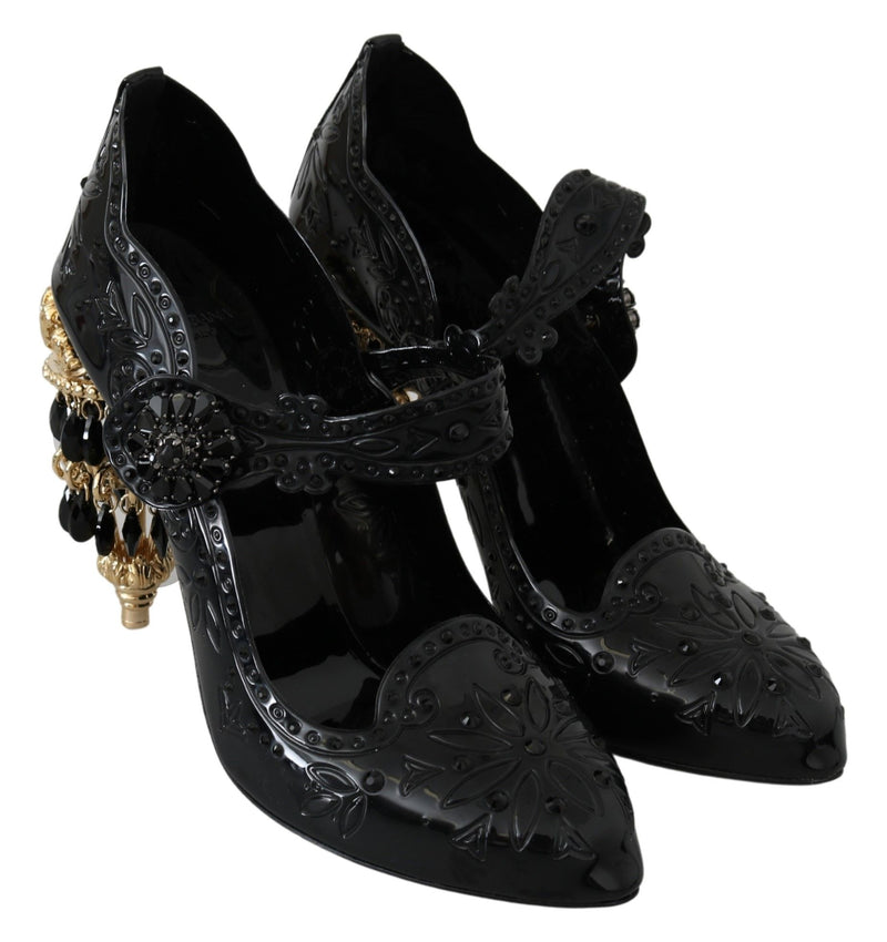 Black Crystal Floral CINDERELLA Heels Shoes