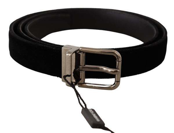 Black Velvet Silver Buckle Cintura  Belt