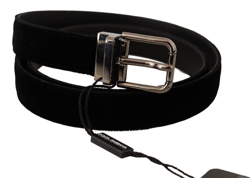 Black Velvet Silver Buckle Cintura  Belt