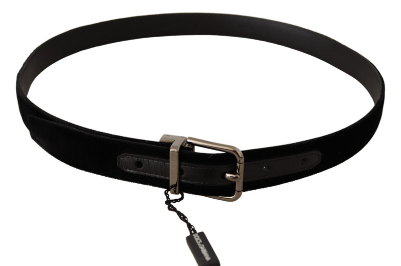 Black Velvet Silver Buckle Cintura  Belt