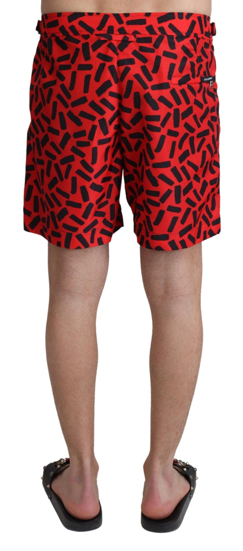 Red Patterned Beachwear Shorts Swimwear