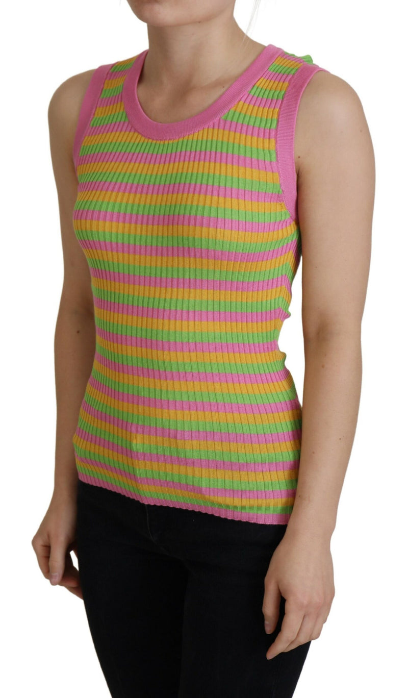 Multicolor Silk Vest Pullover Tank Top