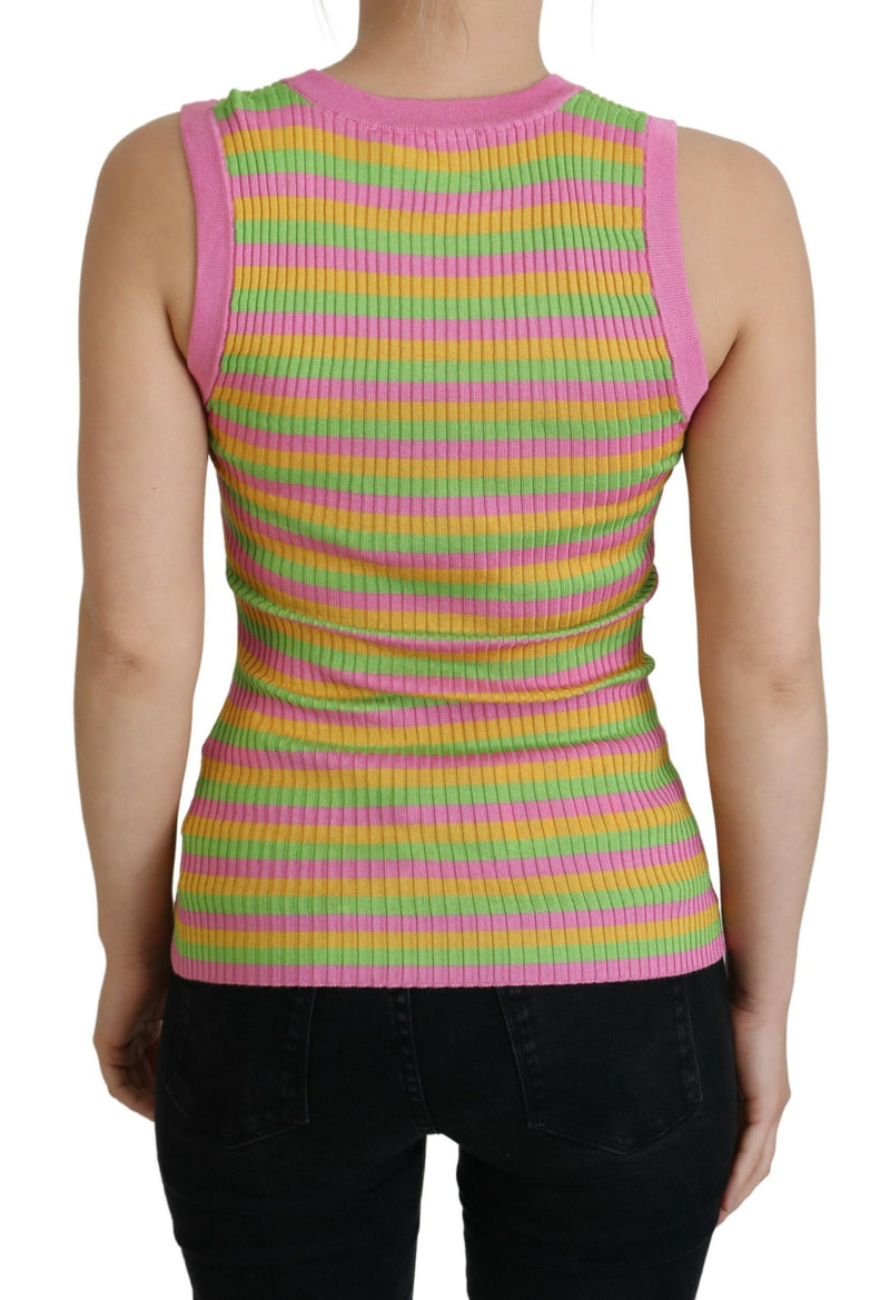 Multicolor Silk Vest Pullover Tank Top