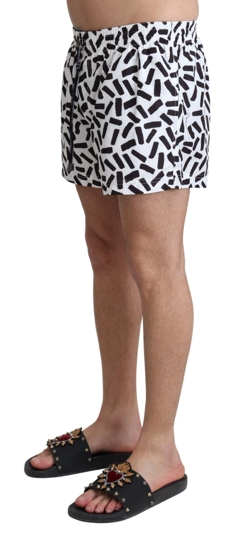 White Patterned Beachwear Shorts Swimwear