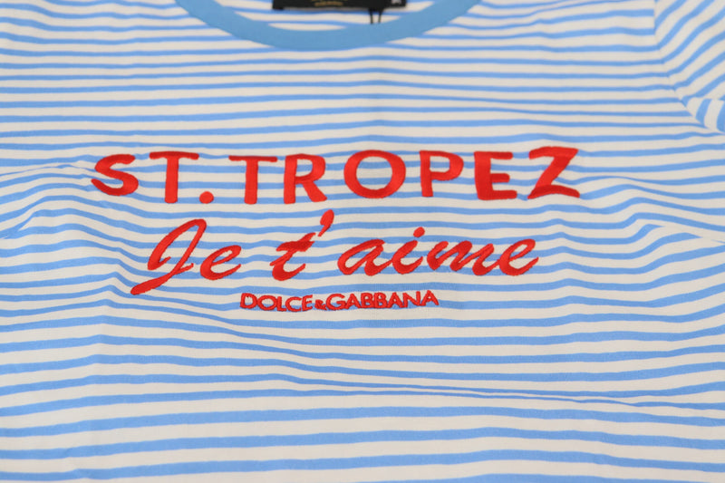 White Blue Cotton Exclusive ST. TROPEZ T-shirt