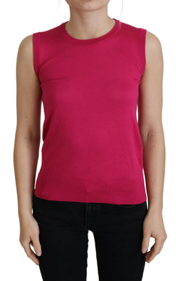 Pink Silk Vest Pullover Crewneck Tank Top