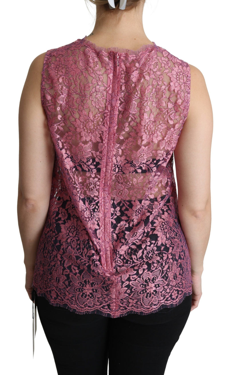 Pink Floral Taormina Lace Top Blouse