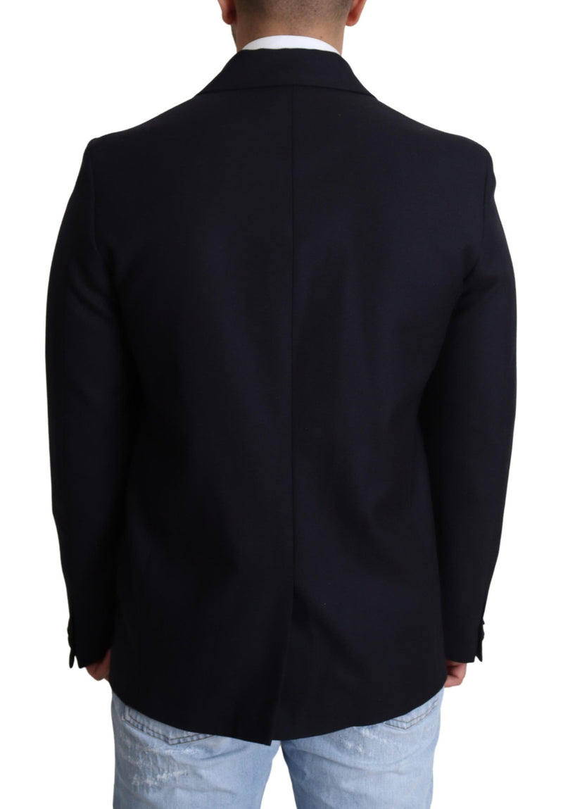 Dark Blue Wool Single Breasted Coat Jacket