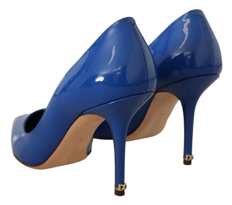 Blue Patent Leather Heels Pumps  Shoes