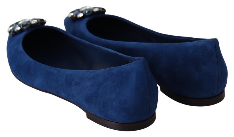 Blue Bellucci Suede Crystals Flats Shoes