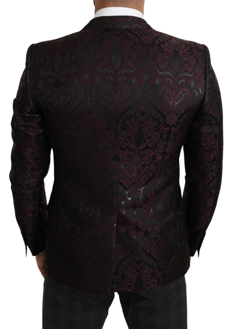 Black Bordeaux Jacquard Floral Slim Fit Blazer