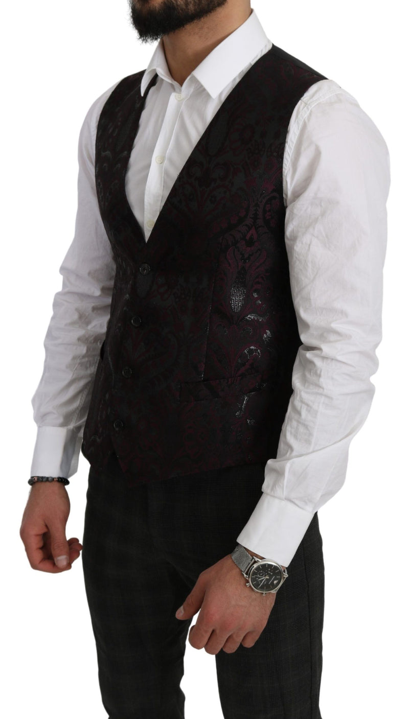 Black Bordeaux Jacquard Floral Slim Fit Blazer