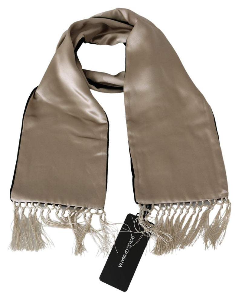 Beige Silk Viscose Wrap Black Backside Men's Scarf