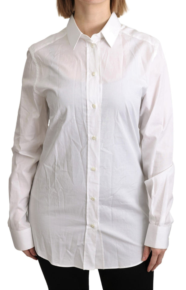 White Collared Formal Dress Shirt Cotton Top