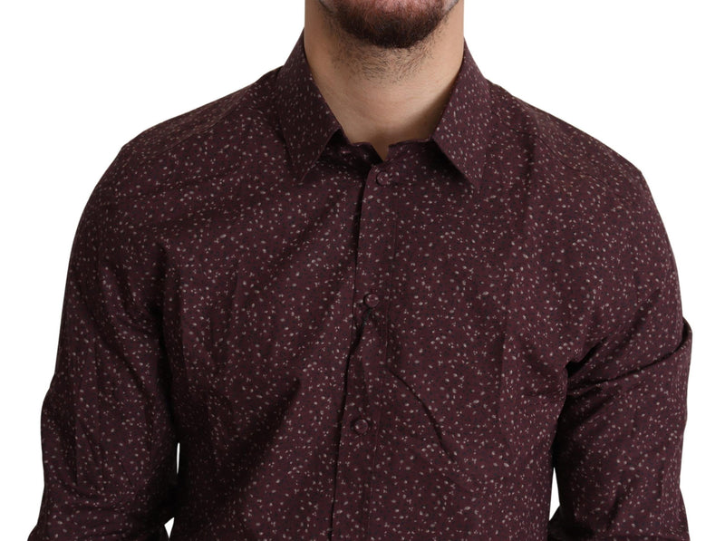 Maroon Cotton Floral Dress Formal Shirt