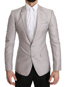 Silver Wool Slim Fit Jacket Coat Blazer