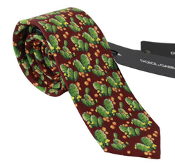 Multicolor 100% Silk Cactus Print Classic Necktie  Tie