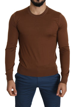 Brown 100% Cashmere Crewneck Pullover Sweater