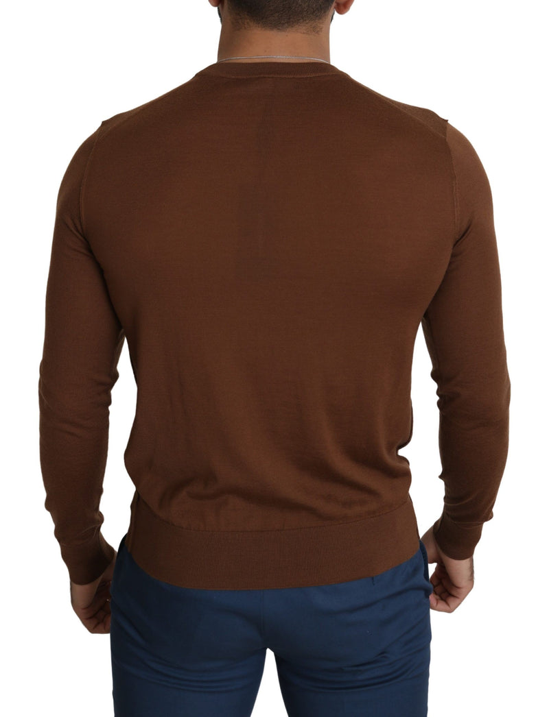 Brown 100% Cashmere Crewneck Pullover Sweater