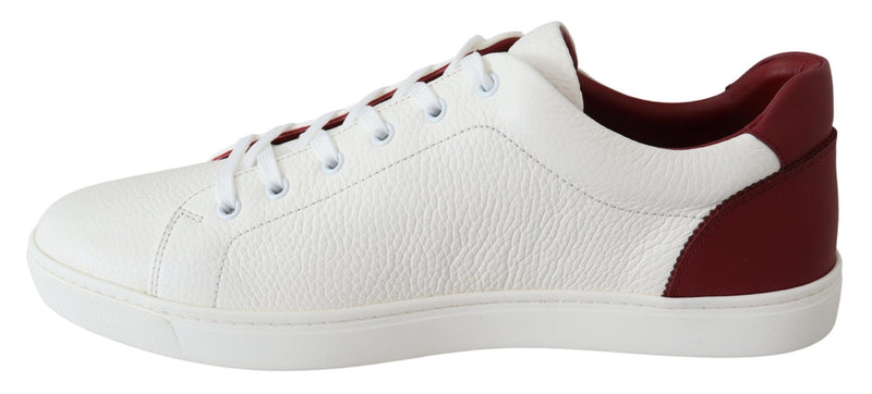 White Bordeaux Leather Low Top Shoes Sneakers