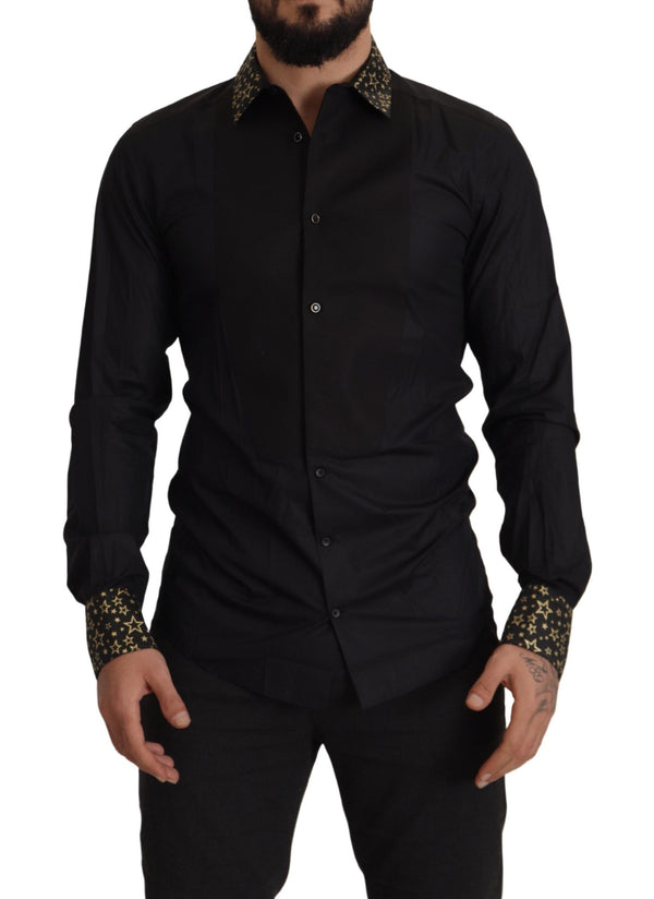 Black Stars Cotton Dress Formal  Shirt