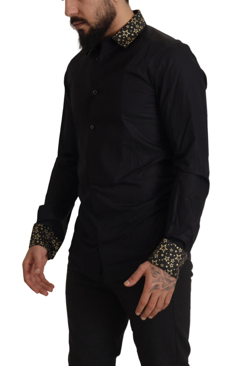 Black Stars Cotton Dress Formal  Shirt