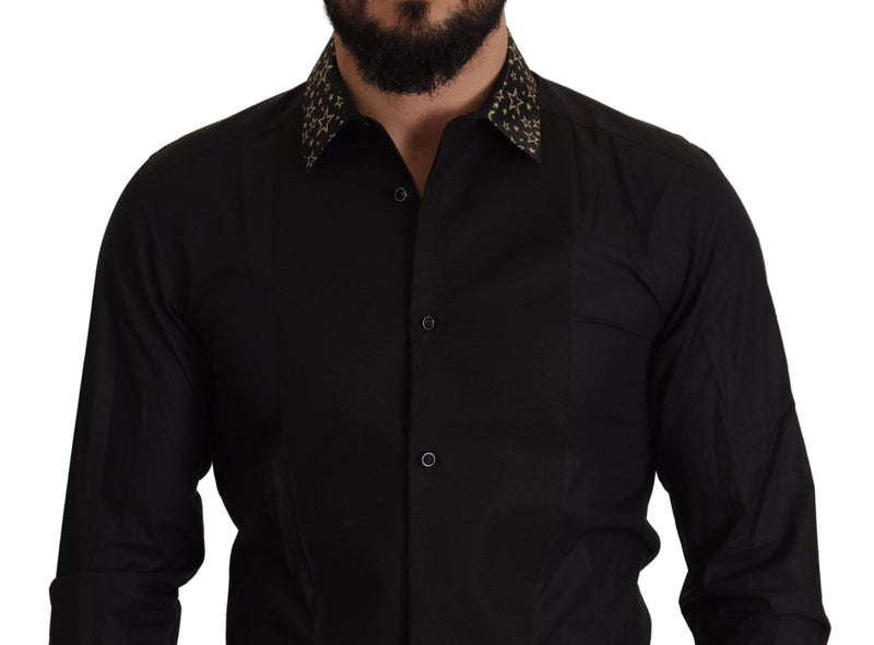 Black Stars Cotton Dress Formal  Shirt