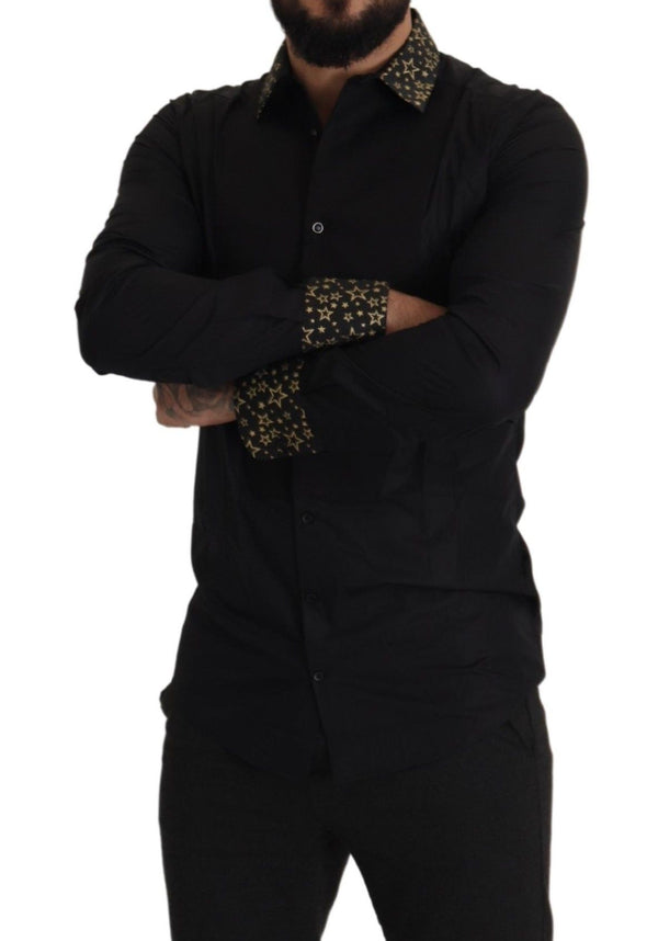 Black Stars Cotton Dress Formal  Shirt