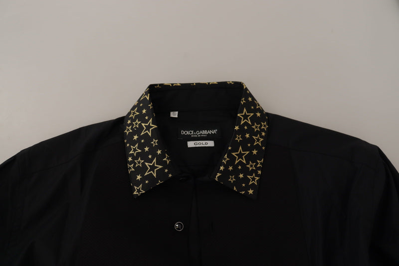 Black Stars Cotton Dress Formal  Shirt