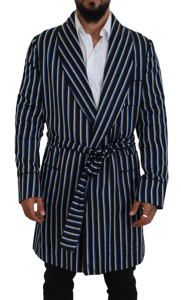 Black Blue Martini Printed Lining Robe