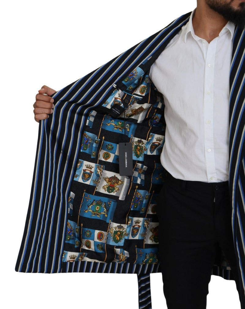 Black Blue Martini Printed Lining Robe