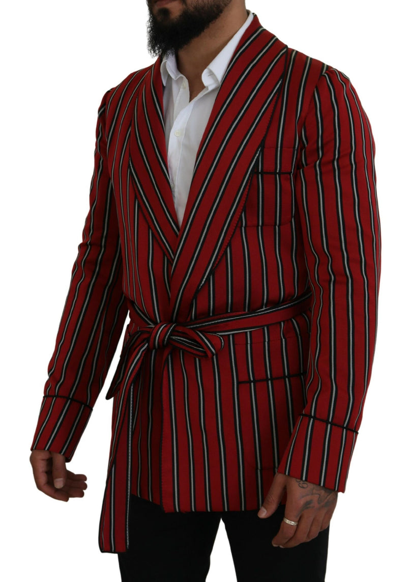 Red Striped Martini Printed Lining Robe