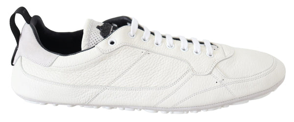 White Leather Mens Drivers Sneakers  Shoes