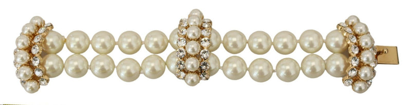 Gold Tone Crystal Faux Pearl SICILY Wrist Bracelet