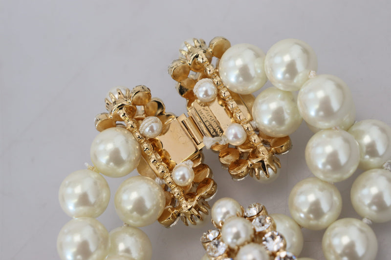 Gold Tone Crystal Faux Pearl SICILY Wrist Bracelet