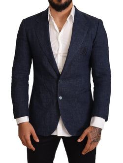 Blue Linen Slim Fit Coat Blazer Jacket