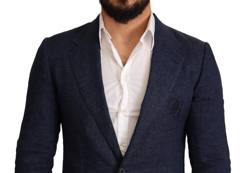 Blue Linen Slim Fit Coat Blazer Jacket