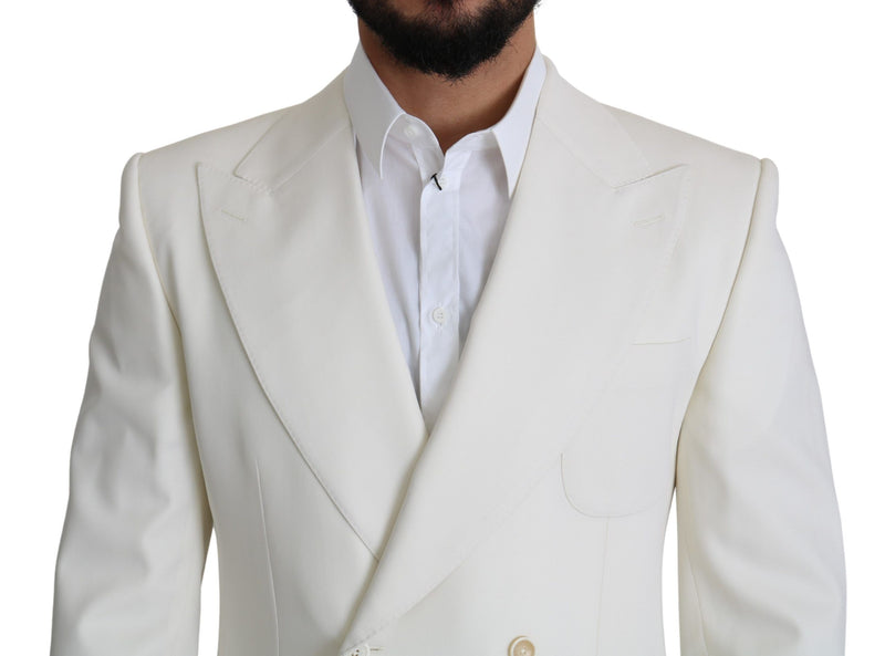 White Virgin Wool Double Breasted Coat Blazer