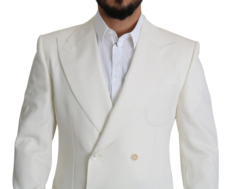 White Virgin Wool Double Breasted Coat Blazer