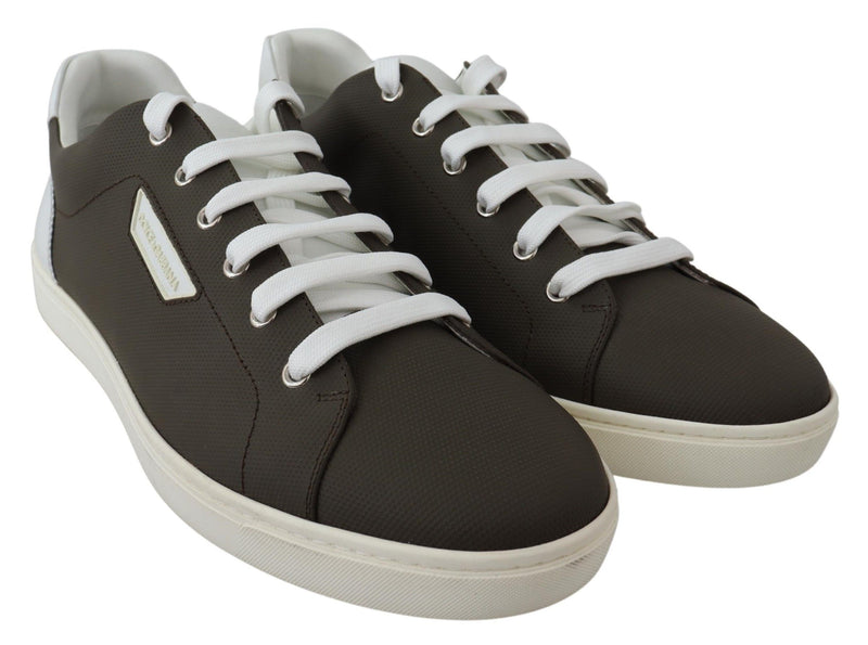 White Green Leather Low Top Sneakers Shoes