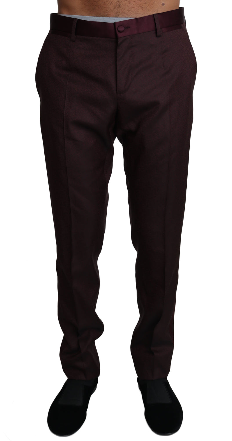 Bordeaux Wool Pattern Stripe Trousers Pants