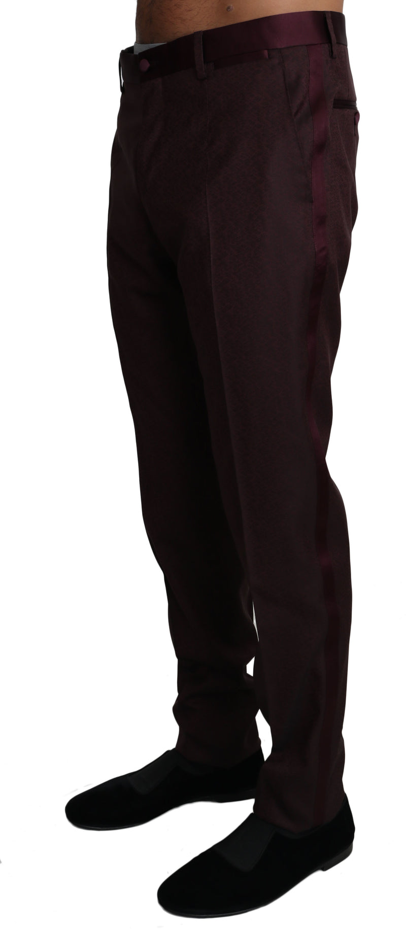 Bordeaux Wool Pattern Stripe Trousers Pants