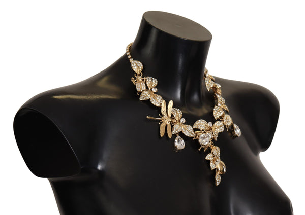 Gold Brass Floral Sicily Crystal Statement Necklace