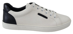 White Blue Leather Low Top Mens Sneakers Shoes