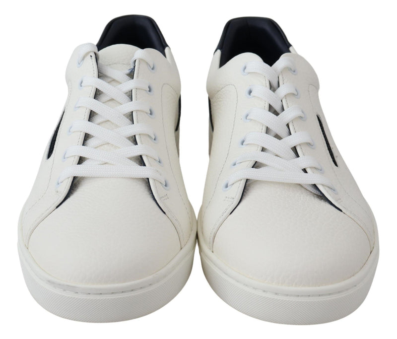 White Blue Leather Low Top Mens Sneakers Shoes