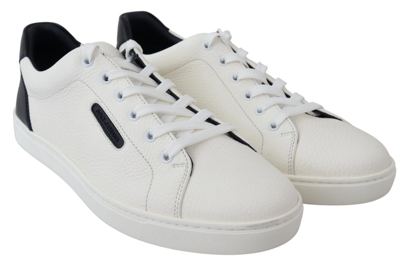 White Blue Leather Low Top Mens Sneakers Shoes