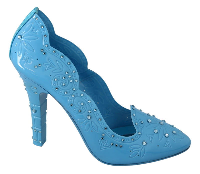 Blue Crystal Floral CINDERELLA Heels Shoes