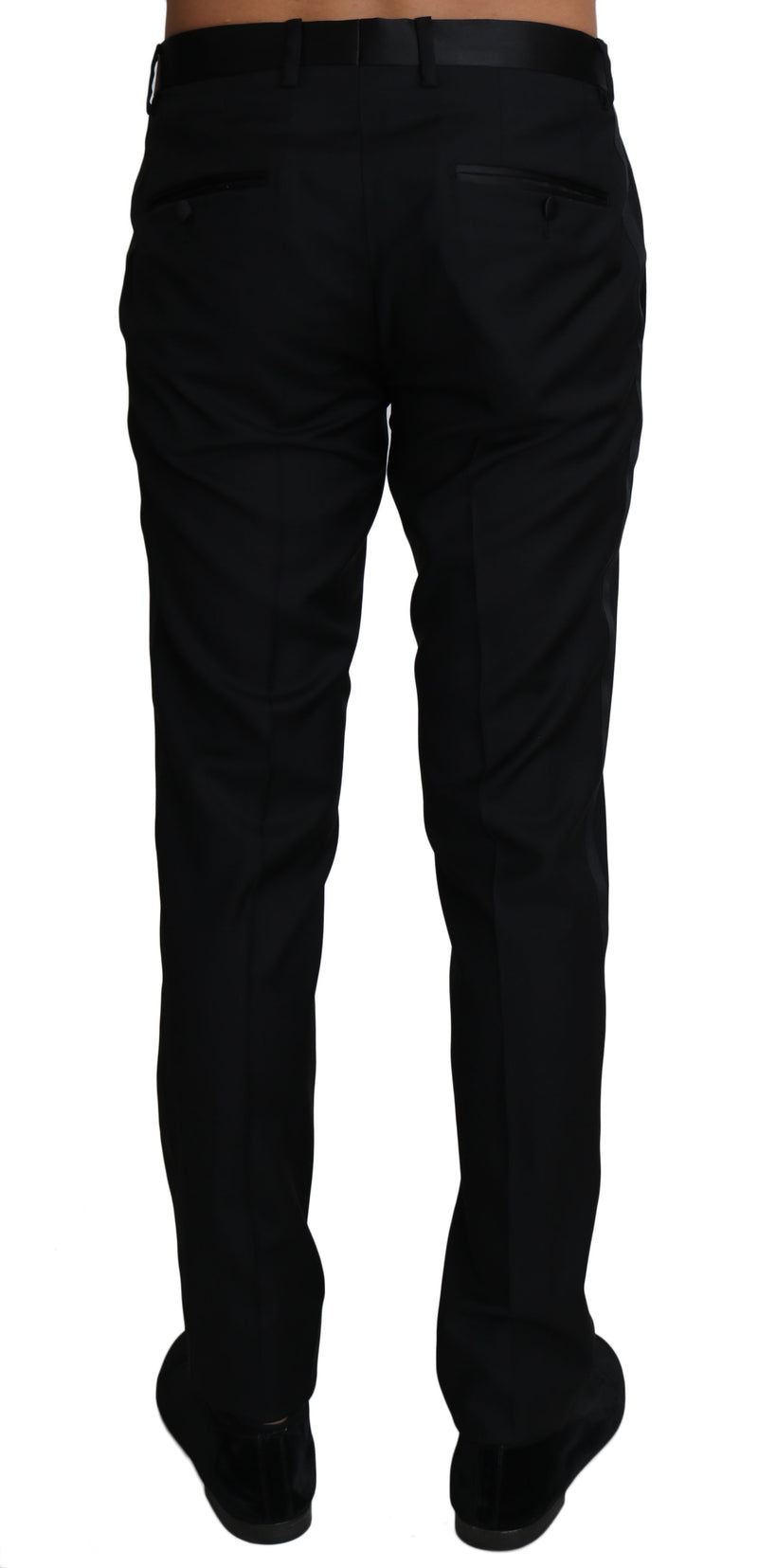 Black Wool Silk Dress Formal Trousers Pants