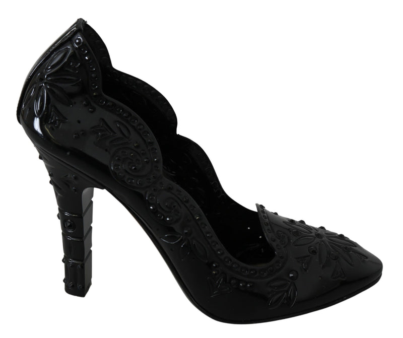 Black Crystal Floral CINDERELLA Heels Shoes