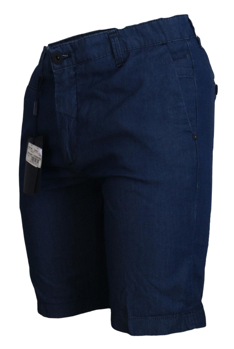 Navy Blue Cotton Bermuda Men Shorts